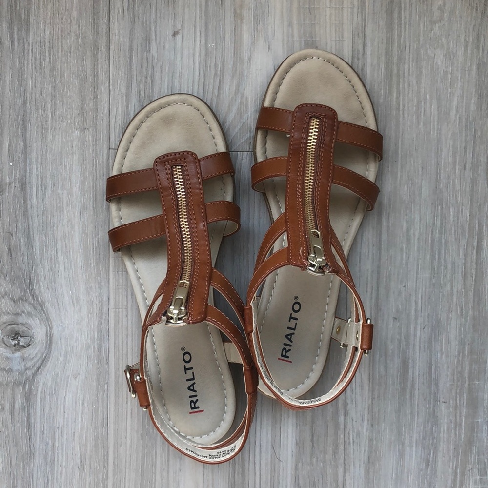 Brown zip up gladiator sandals